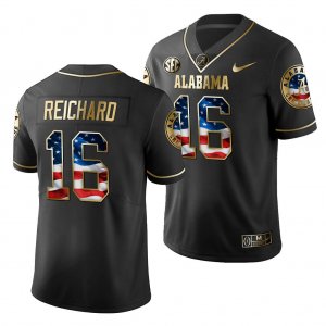 Men's Alabama Crimson Tide #16 Will Reichard 2019 Stars and Stripes Black Golden Limited Edition NCAA College Football Jersey 2403ESWW2